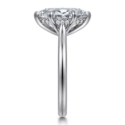 New Gabriel & Co. Aure - 14K White Gold Marquise Shape Solitaire Diamond Engagement Ring
