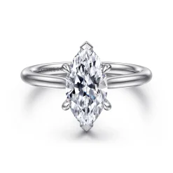 New Gabriel & Co. Aure - 14K White Gold Marquise Shape Solitaire Diamond Engagement Ring