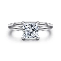 Discount Gabriel & Co. Aure - 14K White Gold Princess Cut Solitaire Diamond Engagement Ring