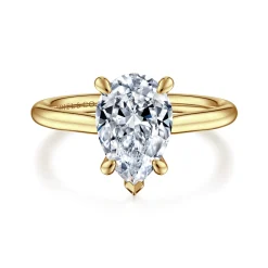Discount Gabriel & Co. Aure - 14K Yellow Gold Pear Shape Solitaire Diamond Engagement Ring