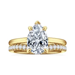 Discount Gabriel & Co. Aure - 14K Yellow Gold Pear Shape Solitaire Diamond Engagement Ring