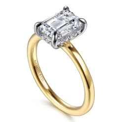 Outlet Gabriel & Co. Austria - 14K White-Yellow Gold Emerald Cut Solitaire Diamond Engagement Ring