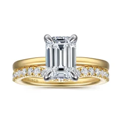 Outlet Gabriel & Co. Austria - 14K White-Yellow Gold Emerald Cut Solitaire Diamond Engagement Ring
