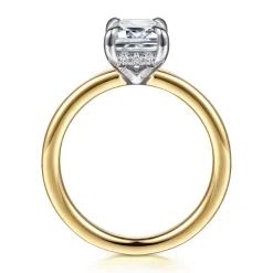 Outlet Gabriel & Co. Austria - 14K White-Yellow Gold Emerald Cut Solitaire Diamond Engagement Ring