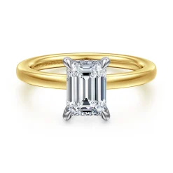 Hot Gabriel & Co. Austria - 14K White-Yellow Gold Emerald Cut Diamond Engagement Ring