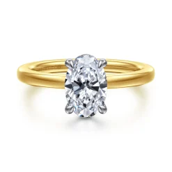 Sale Gabriel & Co. Austria - 14K White-Yellow Gold Oval Diamond Engagement Ring