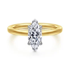 New Gabriel & Co. Austria - 14K White-Yellow Gold Radiant Cut Diamond Engagement Ring