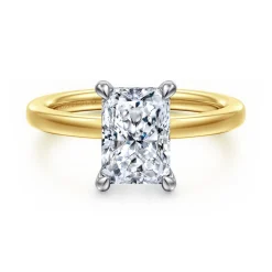 Best Gabriel & Co. Austria - 14K White-Yellow Gold Radiant Cut Diamond Engagement Ring