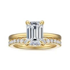 Discount Gabriel & Co. Austria - 14K Yellow Gold Emerald Cut Diamond Engagement Ring