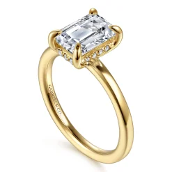 Discount Gabriel & Co. Austria - 14K Yellow Gold Emerald Cut Diamond Engagement Ring