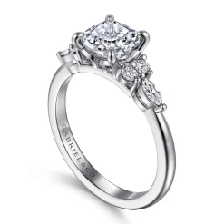 Clearance Gabriel & Co. Avah - 14K White Gold Cushion Cut Diamond Cluster Engagement Ring