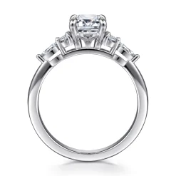 New Gabriel & Co. Avah - 18K White Gold Emerald Cut Diamond Cluster Engagement Ring