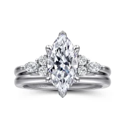 Discount Gabriel & Co. Avah - 14K White Gold Marquise Diamond Cluster Engagement Ring