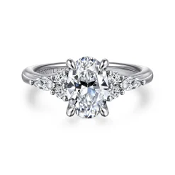 Online Gabriel & Co. Avah - 18K White Gold Oval Diamond Cluster Engagement Ring
