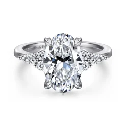 Hot Gabriel & Co. Avah - 14K White Gold Oval Diamond Cluster Engagement Ring