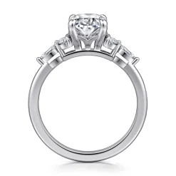 Best Gabriel & Co. Avah - 14K White Gold Oval Diamond Cluster Engagement Ring