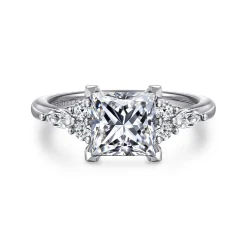 Sale Gabriel & Co. Avah - 14K White Gold Princess Cut Diamond Cluster Engagement Ring