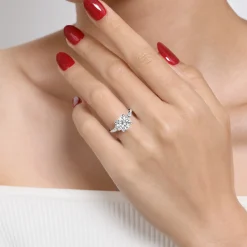 Outlet Gabriel & Co. Avah - 14K White Gold Round Diamond Cluster Engagement Ring
