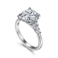 Outlet Gabriel & Co. Avah - 14K White Gold Round Diamond Cluster Engagement Ring