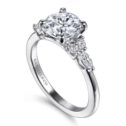 Gabriel & Co. Avah - 14K White Gold Round Diamond Cluster Engagement Ring