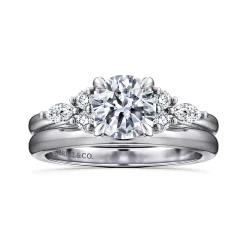 Discount Gabriel & Co. Avah - 14K White Gold Round Diamond Cluster Engagement Ring
