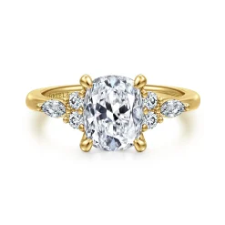 Hot Gabriel & Co. Avah - 14K Yellow Gold Elongated Cushion Diamond Cluster Engagement Ring