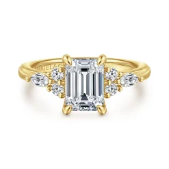 Outlet Gabriel & Co. Avah - 14K Yellow Gold Emerald Cut Diamond Cluster Engagement Ring