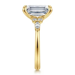 Sale Gabriel & Co. Avah - 14K Yellow Gold Emerald Cut Diamond Cluster Engagement Ring