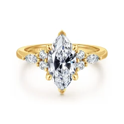 Discount Gabriel & Co. Avah - 18K Yellow Gold Marquise Diamond Cluster Engagement Ring