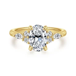 Clearance Gabriel & Co. Avah - 14K Yellow Gold Oval Diamond Cluster Engagement Ring