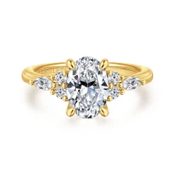 Clearance Gabriel & Co. Avah - 18K Yellow Gold Oval Diamond Cluster Engagement Ring