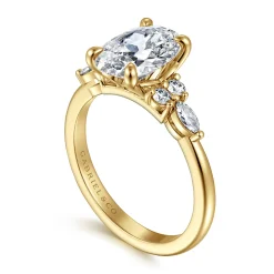 Sale Gabriel & Co. Avah - 14K Yellow Gold Oval Diamond Cluster Engagement Ring
