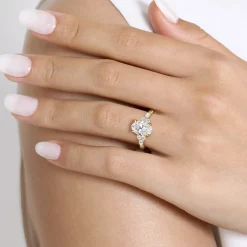 Sale Gabriel & Co. Avah - 14K Yellow Gold Oval Diamond Cluster Engagement Ring
