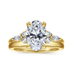 Sale Gabriel & Co. Avah - 14K Yellow Gold Oval Diamond Cluster Engagement Ring