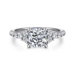 New Gabriel & Co. Avah - Platinum Cushion Cut Diamond Cluster Engagement Ring