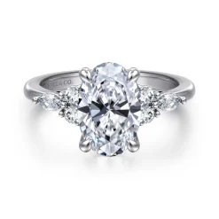 Discount Gabriel & Co. Avah - Platinum Oval Diamond Cluster Engagement Ring