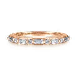 Outlet Gabriel & Co. Avella - 14K Rose Gold Baguette and Princess Cut Diamond Anniversary Band - 0.4 ct
