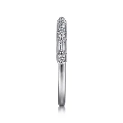 Outlet Gabriel & Co. Avella - 14K White Gold Baguette and Princess Cut Diamond Anniversary Band - 0.3 ct