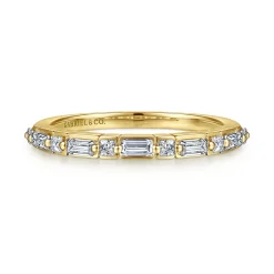 Best Gabriel & Co. Avella - 14K Yellow Gold Baguette and Princess Cut Diamond Anniversary Band - 0.3 ct