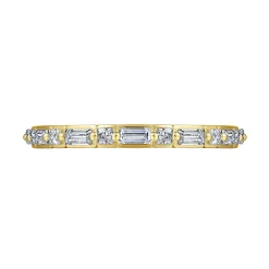 Best Gabriel & Co. Avella - 14K Yellow Gold Baguette and Princess Cut Diamond Anniversary Band - 0.3 ct
