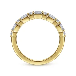 Best Gabriel & Co. Avella - 14K Yellow Gold Baguette and Princess Cut Diamond Anniversary Band - 0.3 ct