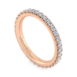 New Gabriel & Co. Avignon - 14K Rose Gold French Pave Set Diamond Eternity Band - 0.7 ct