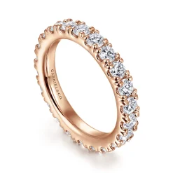 Clearance Gabriel & Co. Avignon - 14K Rose Gold French Pave Set Diamond Eternity Band - 1.95 ct