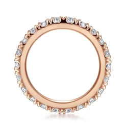Clearance Gabriel & Co. Avignon - 14K Rose Gold French Pave Set Diamond Eternity Band - 1.95 ct