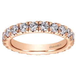 Clearance Gabriel & Co. Avignon - 14K Rose Gold French Pave Set Diamond Eternity Band - 1.95 ct