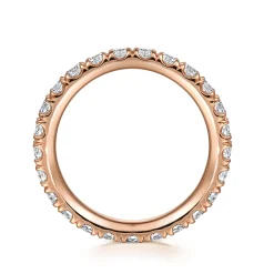 New Gabriel & Co. Avignon - 14K Rose Gold French Pave Set Diamond Eternity Band - 1.45 ct