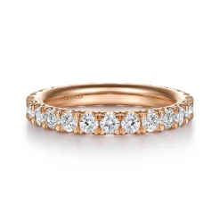 New Gabriel & Co. Avignon - 14K Rose Gold French Pave Set Diamond Eternity Band - 1.45 ct