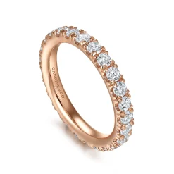 New Gabriel & Co. Avignon - 14K Rose Gold French Pave Set Diamond Eternity Band - 1.45 ct
