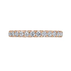 Clearance Gabriel & Co. Avignon - 14K Rose Gold French Pave Set Diamond Eternity Band - 1 ct