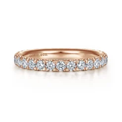 Clearance Gabriel & Co. Avignon - 14K Rose Gold French Pave Set Diamond Eternity Band - 1 ct